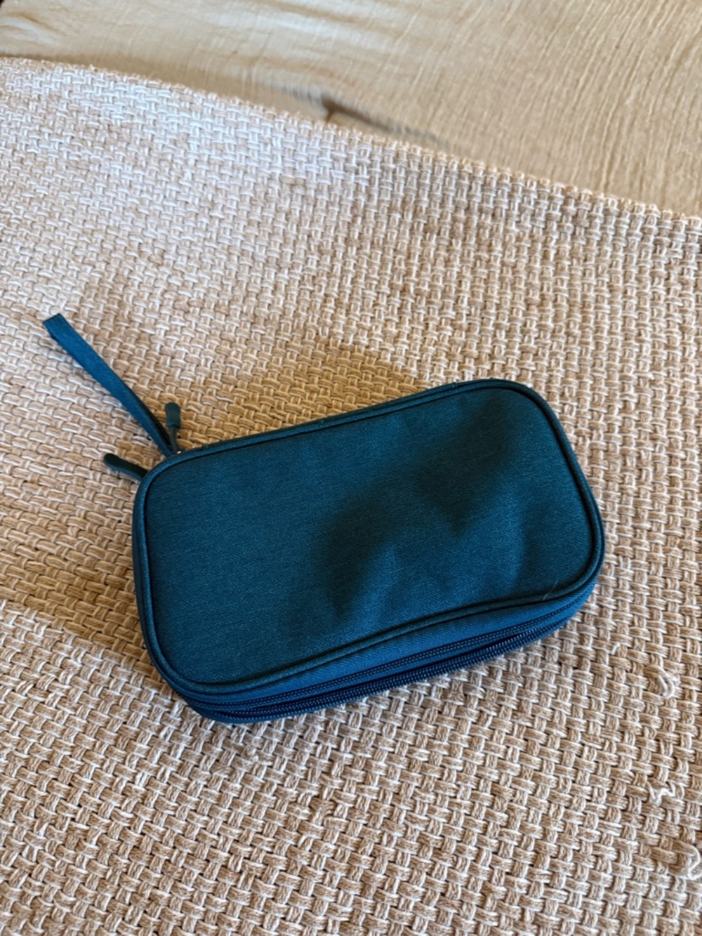 Teal Double-Zip Travel Pouch